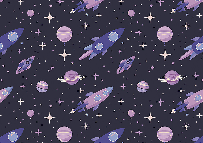 Rocket Adventure, Ultraviolet - Twist&Fit Roman Blind - Image 7